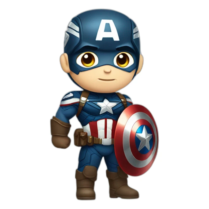 Cute Captain America, full body view, holding his shield is his hand sticker