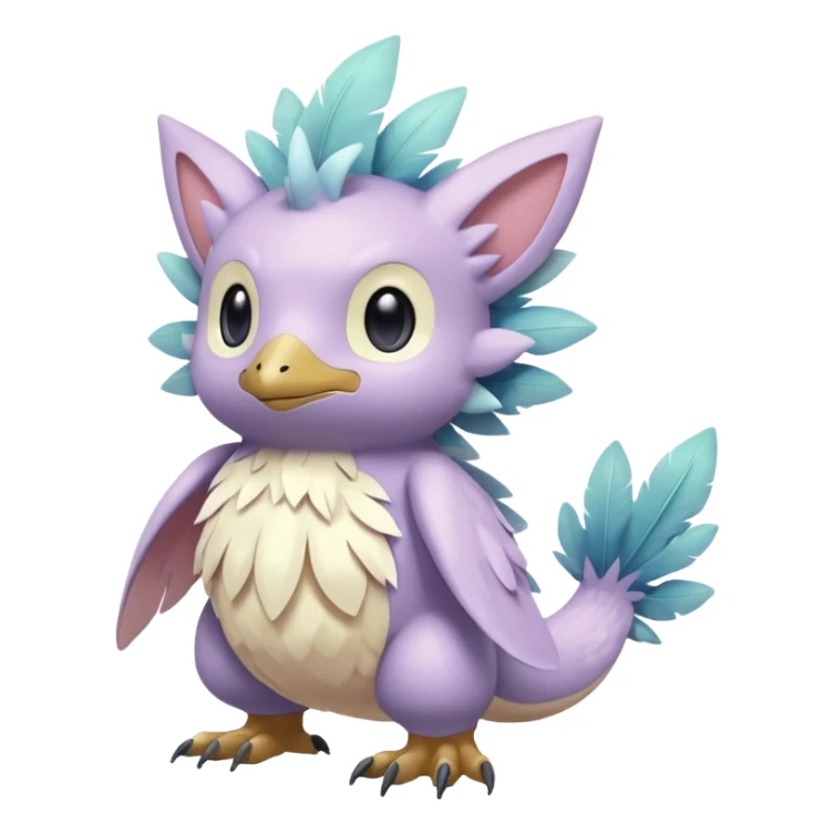 Feathery Silky Fluffy Pastel-colored Dreamy Pokémon-Fakémon-Digimon-Creature, (full body) sticker