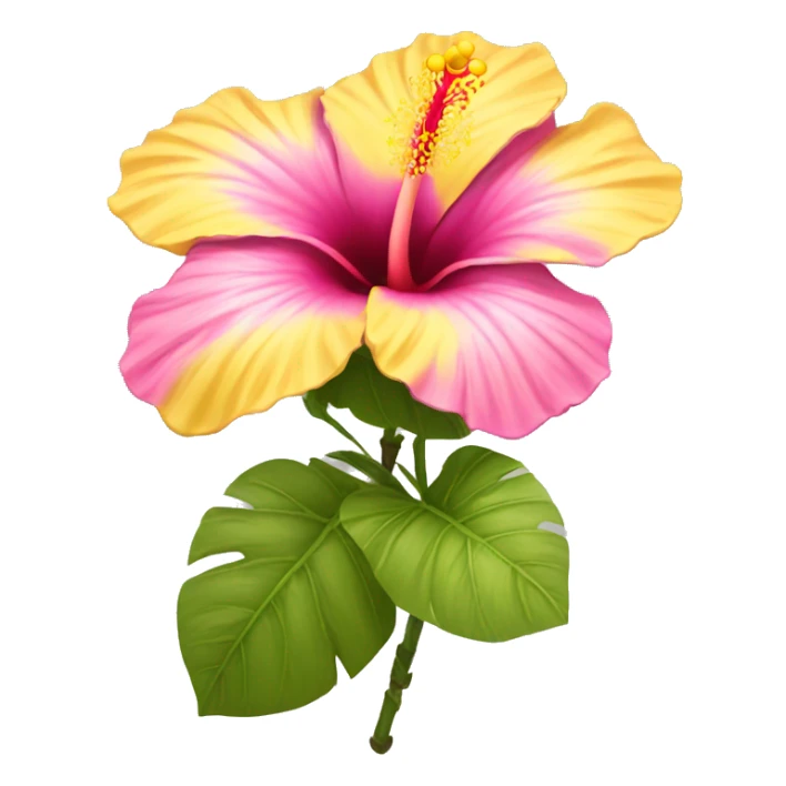 yellow and pink hibiscus flower sticker
