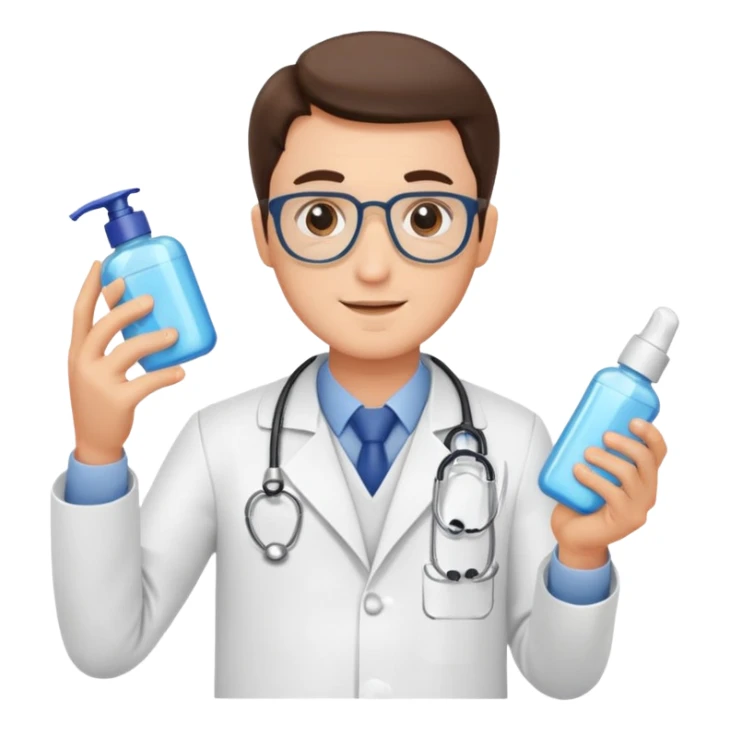 doctor man holding skincare products sticker