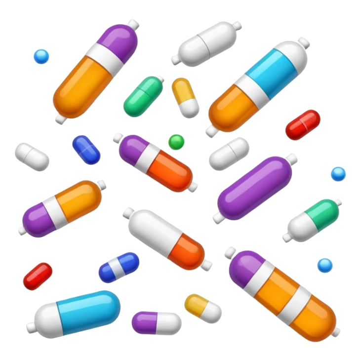 Medicine pills and capsules floating or flying in the air sticker