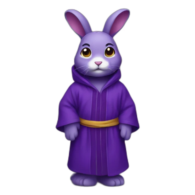 Pixalated purple rabbit in a dark purple robe sticker