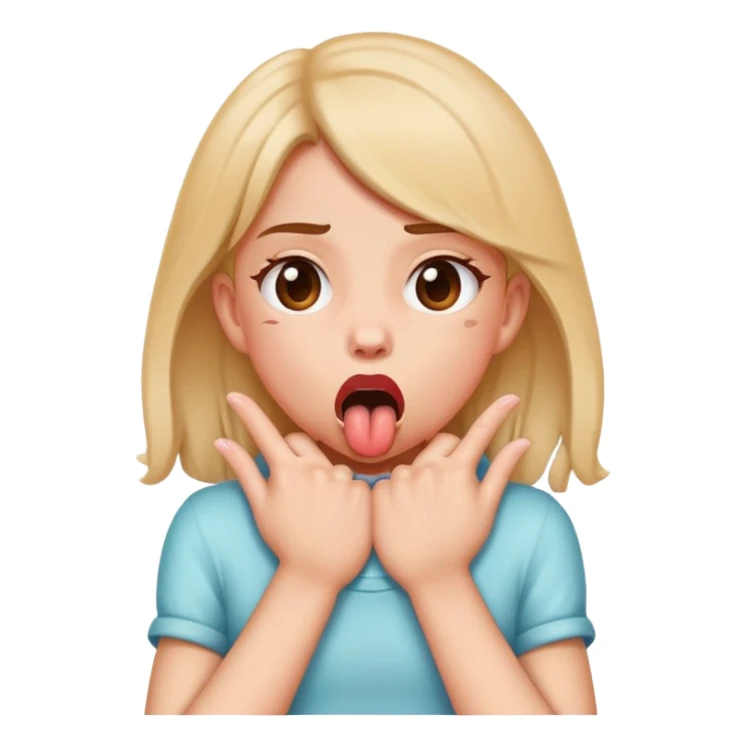 Girl choking herself with her hands and her tongue out sticker