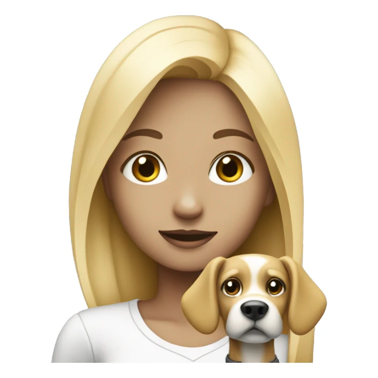blonde girl with dog is black and white  sticker