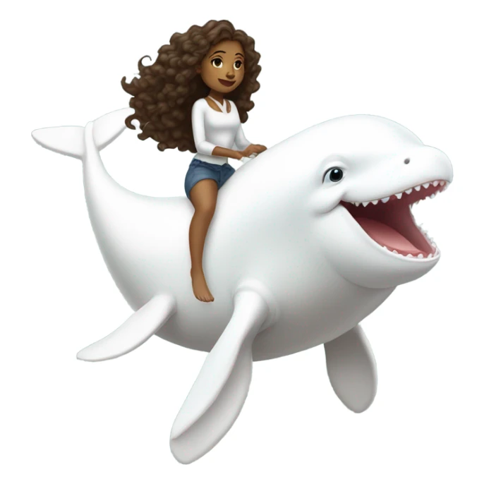 Brown girl riding a beluga whale sticker