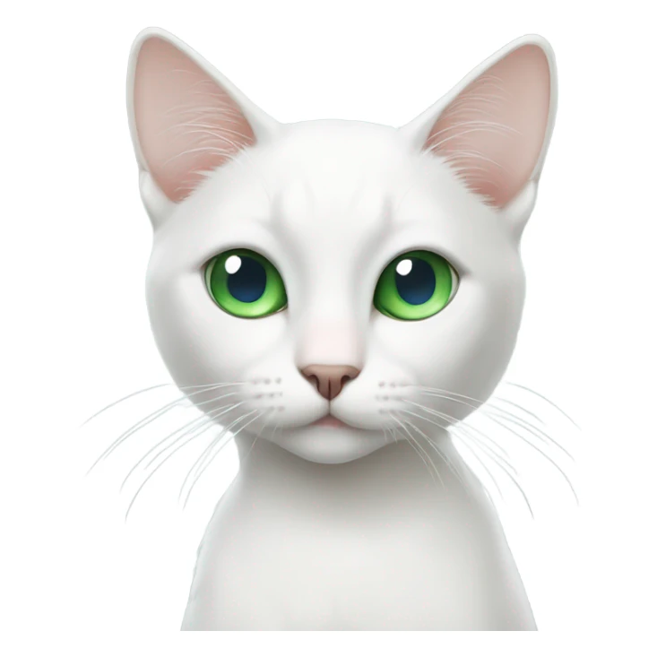 skinny white cat with one blue eye one green eye sticker