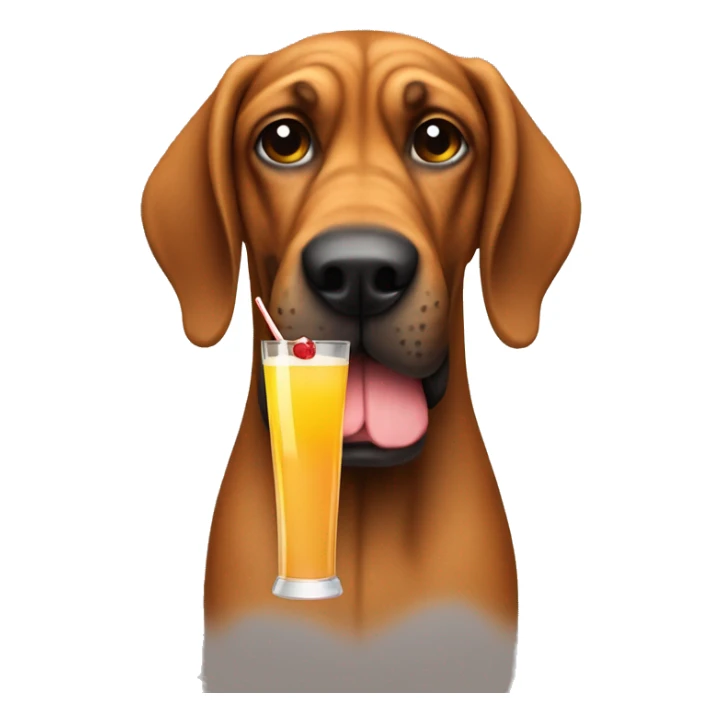 grinning bloodhound holding a cocktail sticker