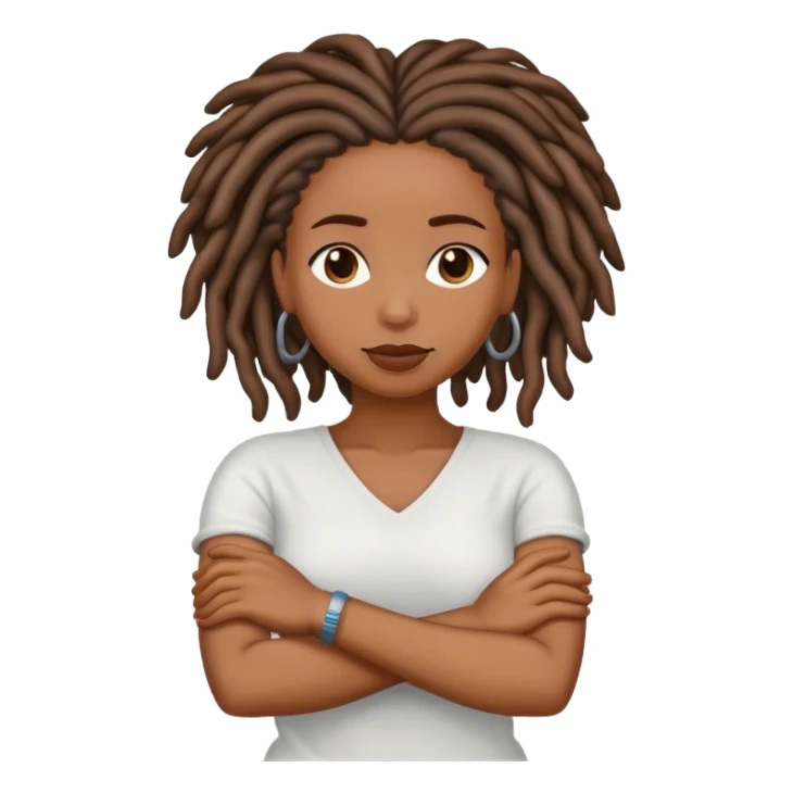 Black woman with locs crossing arms sticker
