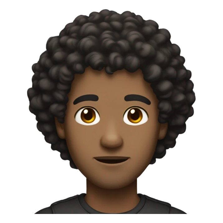 Guy with black big curls, light skin, brown eyes  sticker