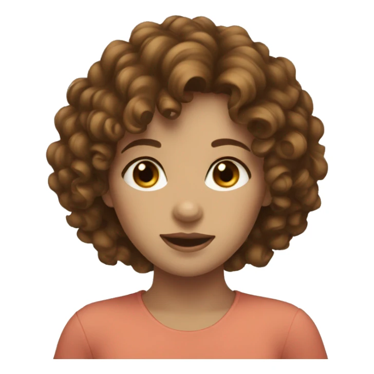 A girl with brown curly hair and blue eyes sticker