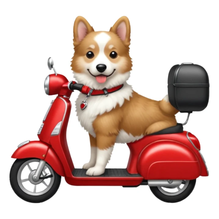 Chien blanc type Montagne sur un scooter rouge sticker