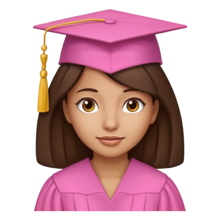 BRunette girl emoji with pink graduation cap sticker