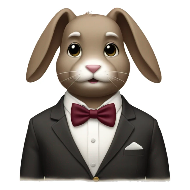 Full body. Crème bunny. Burgundy bow tie sticker