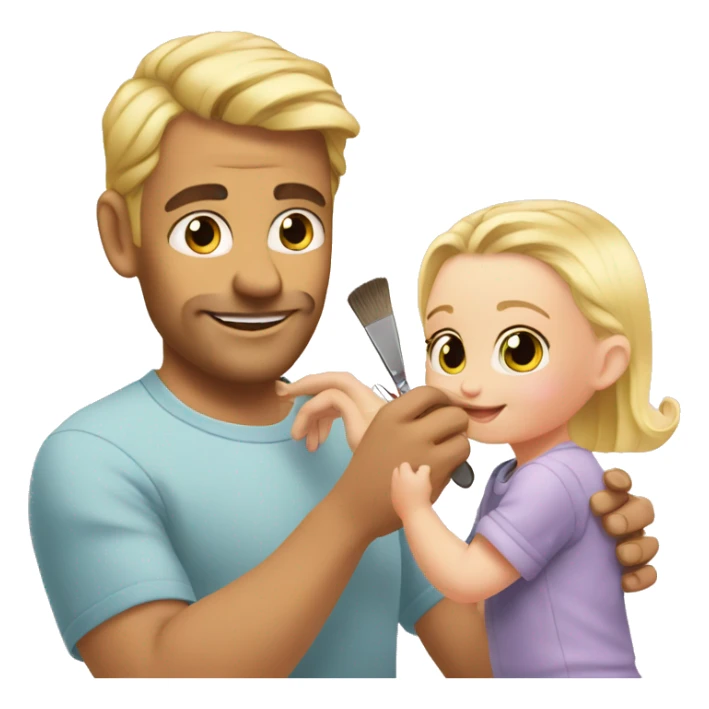 blonde babydaughter gives blonde dad a manicure sticker