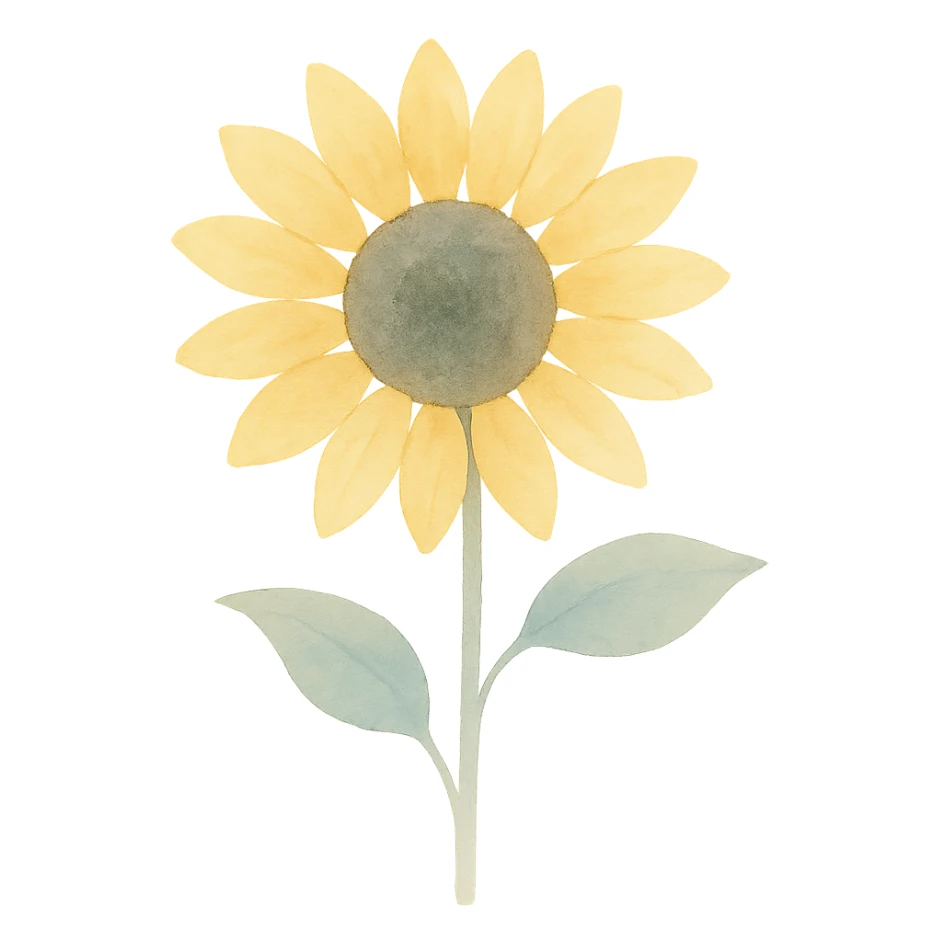 sunflower in full bloom, cheerful and bold, watercolor style sticker