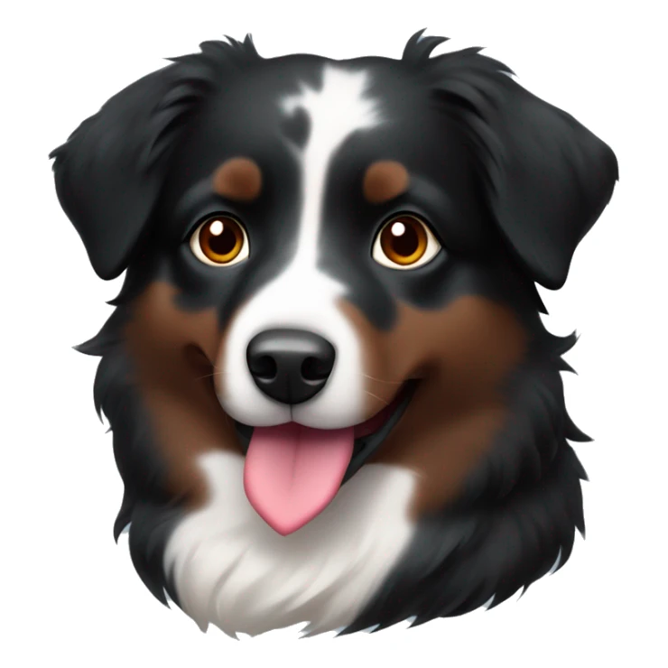 Small black australian shepherd dog with huge maroon heart sticker