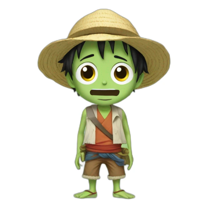 Luffy qui fait un câlin à bébé yoda sticker
