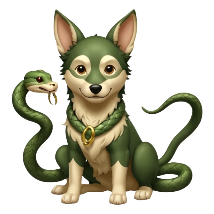 loki god of mischief as a dog. he as snakes.  dynamic pose sticker