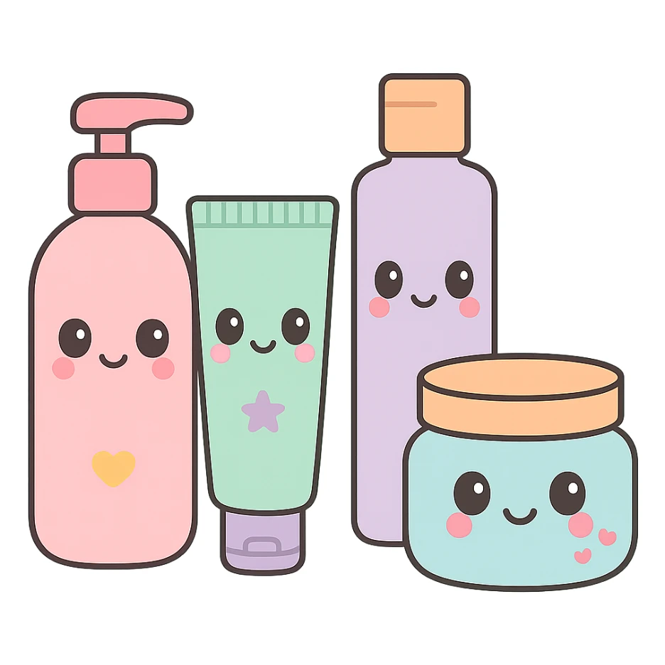 skincare products, adorable, rounded sticker