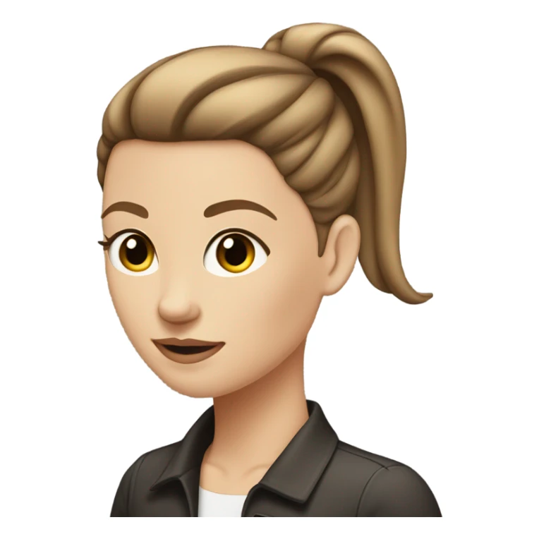 White girl with brown hair with a slick back ponytail sticker