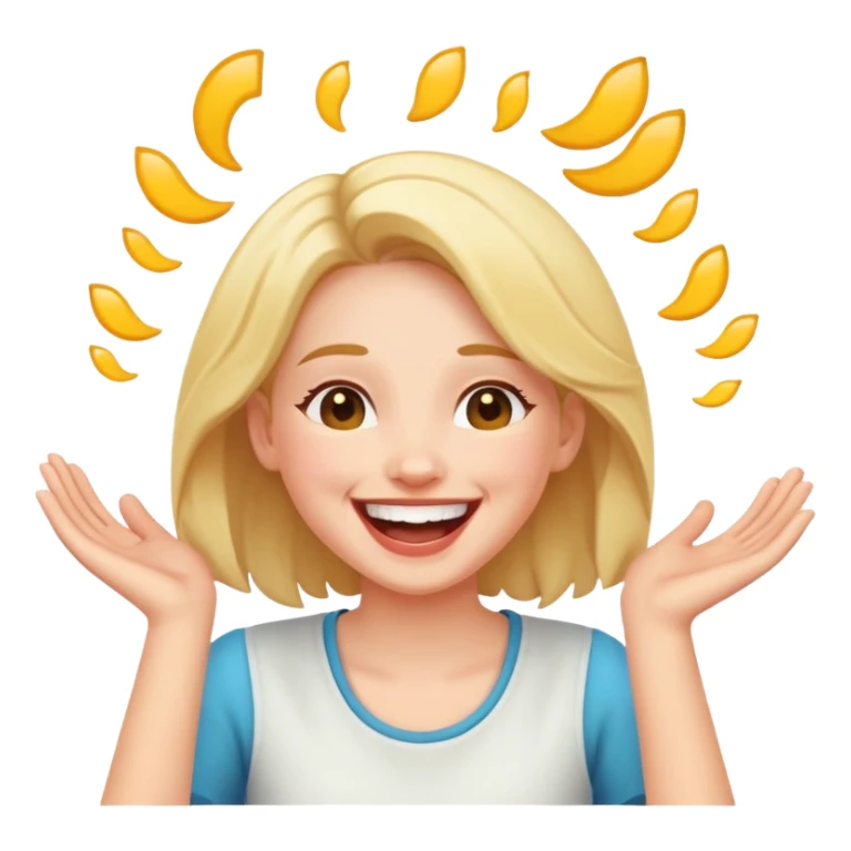 girl laughing with hands in her head sticker