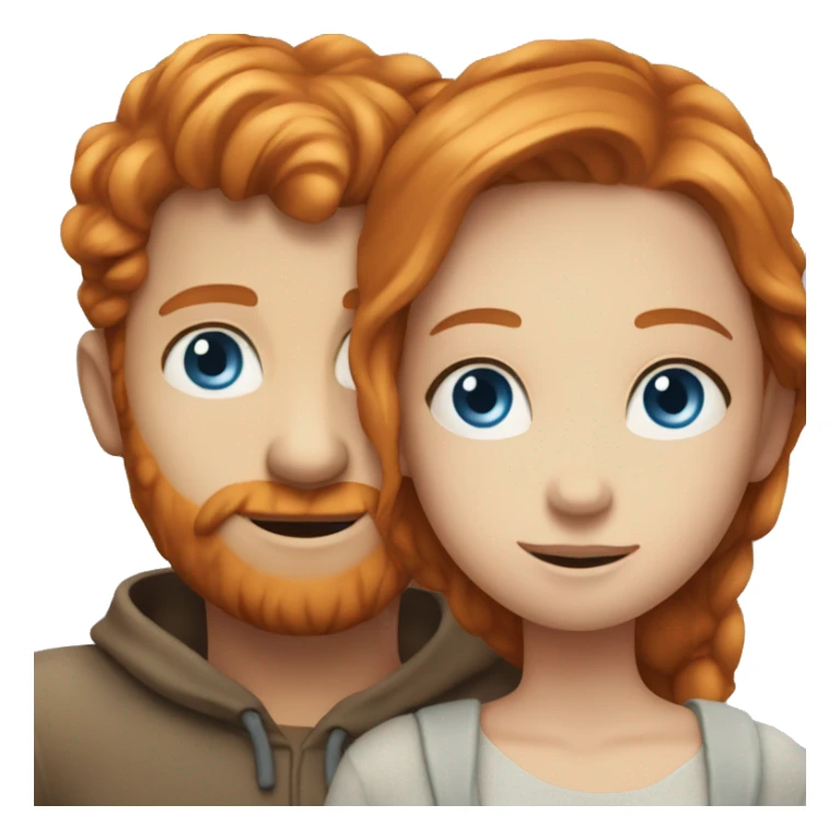 Ginger man blue eyes hugging brunette girl blue eyes sticker