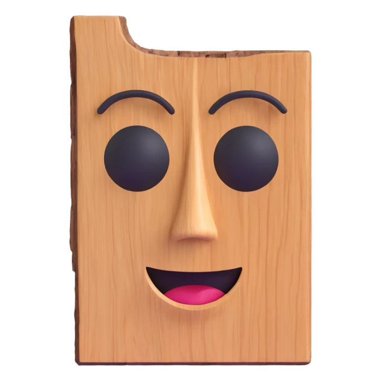 piece of wood with a face, playful and expressive sticker