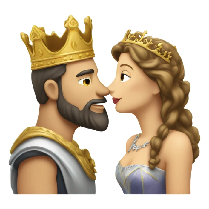 Caucasian King and Queen kissing  sticker