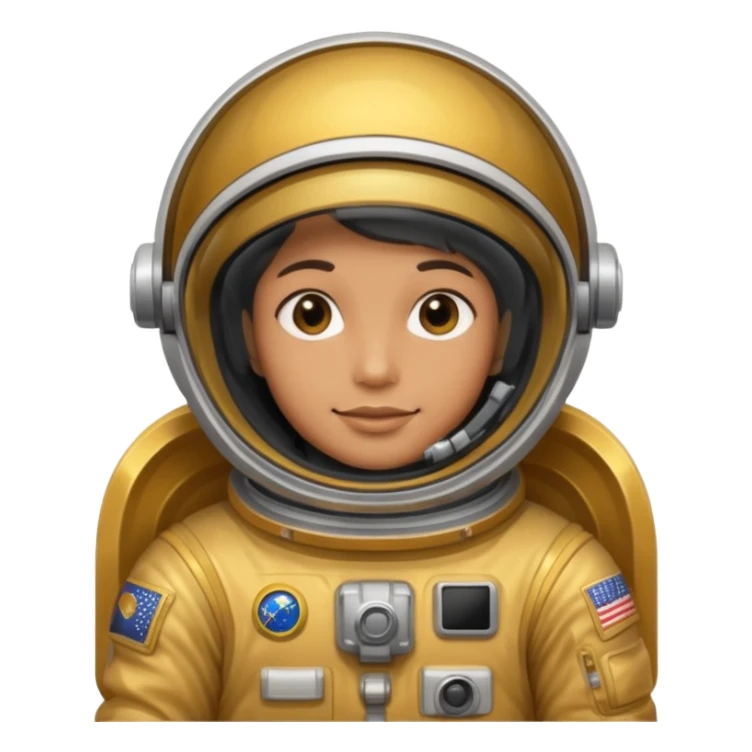 an astronaut without helmet and having golden suit sticker