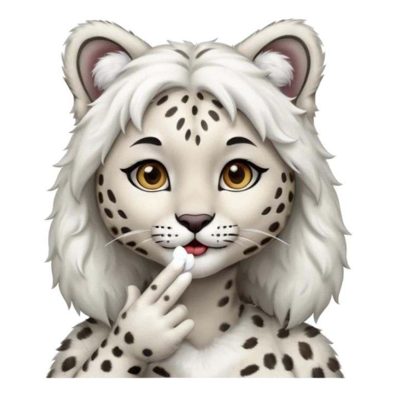 Anthropomorphic snow-leopard girl blowing kisses sticker