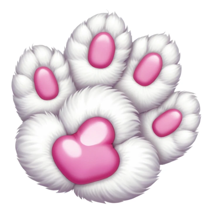 white cat paw with arm, from the bottom, vivid pink toe beans, cute sticker