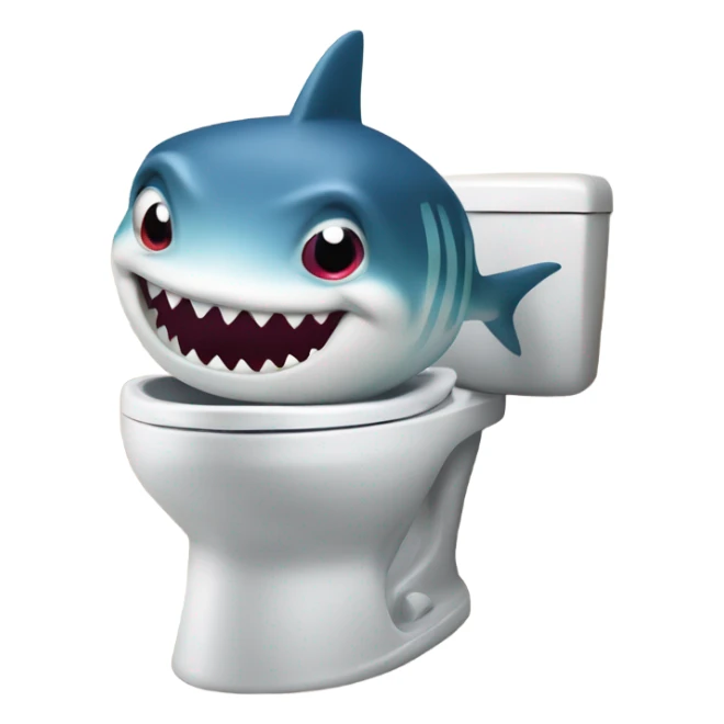 Baby shark with a top hat swimming in a toilet sticker