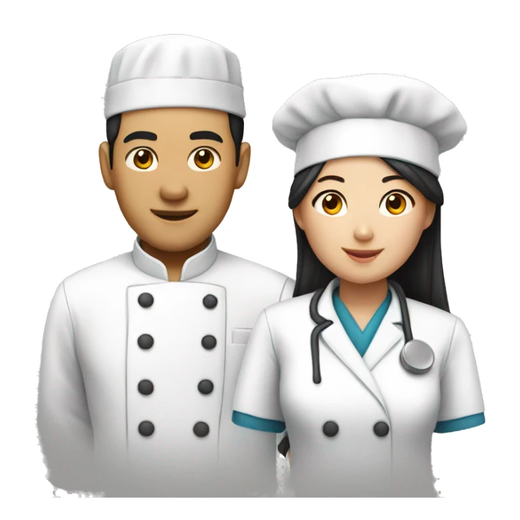 Male asian chef and a female asian nurse sticker