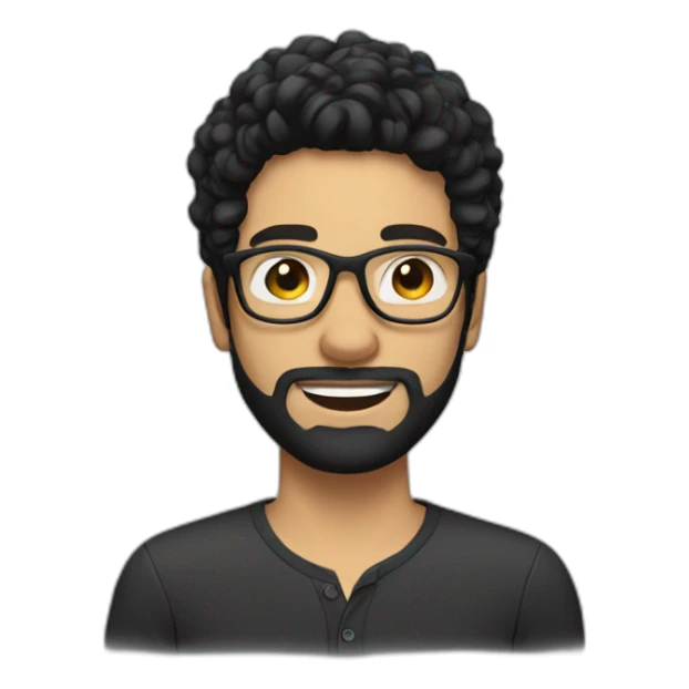 young white man with glasses and beard black hair sticker
