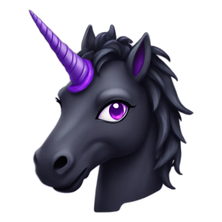 Spooky black unicorn with purple sticker