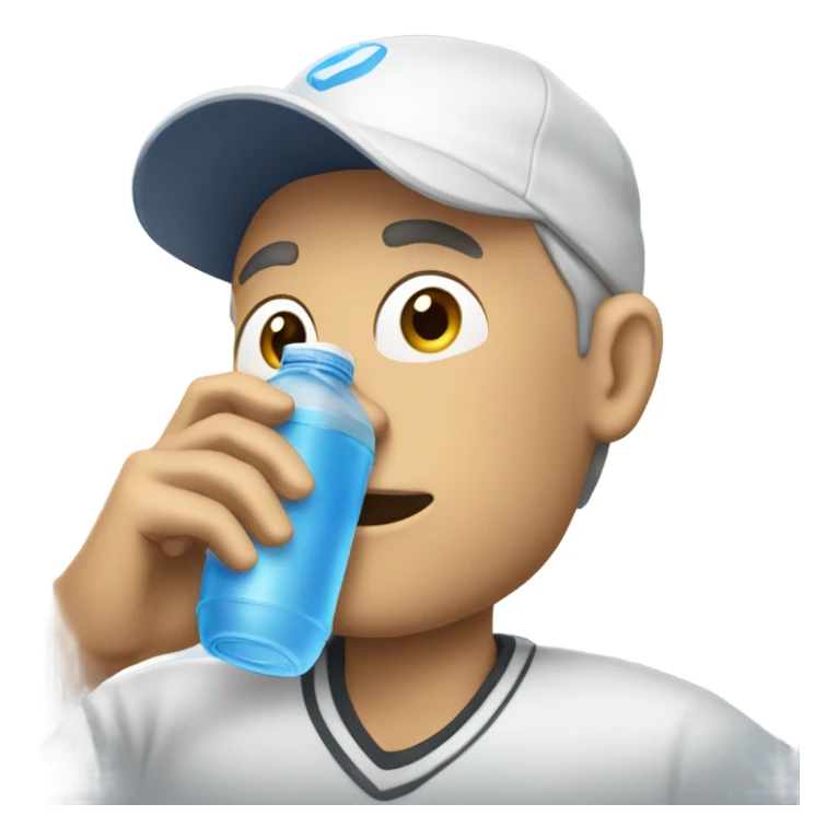 White guy in ball cap  drinking water bottle sticker