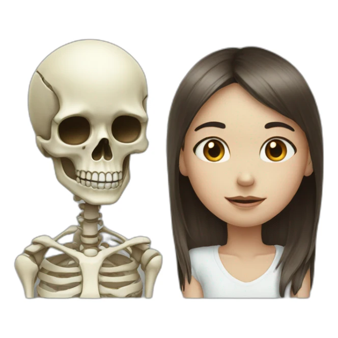 skeletal face and the girl with the hand in her forehead sticker