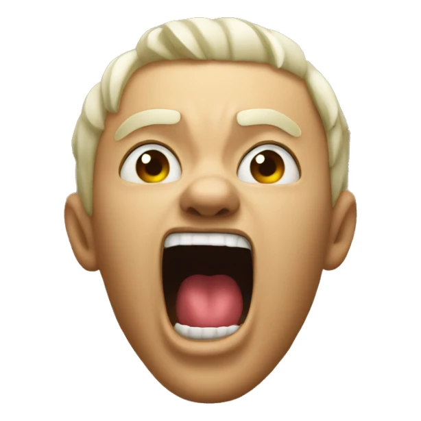 Emoji with open mouth tongue out yelling angry sticker