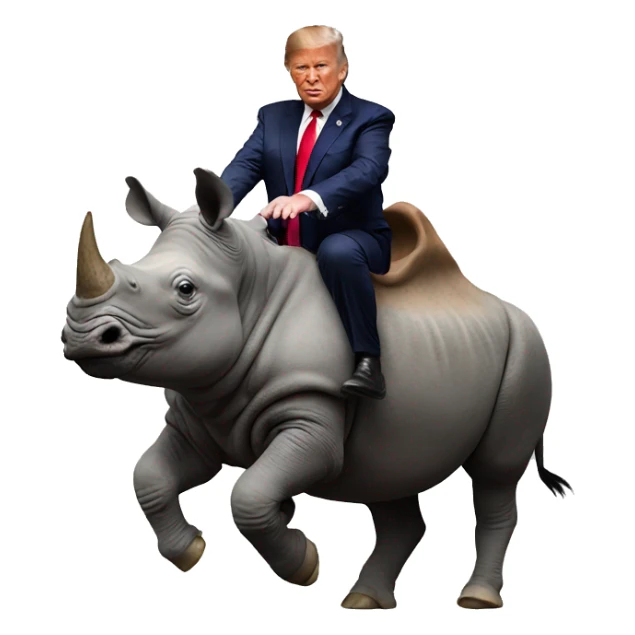 Donald trump riding a rhino sticker