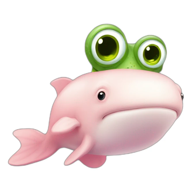 Pink beluga whale with the face of a frog sticker