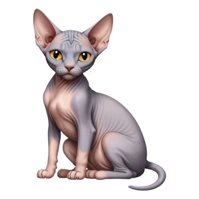 sphynx cat full body sitting with one eye closed sticker