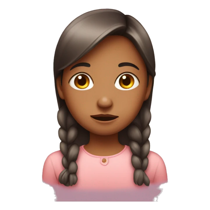 Girl with rosey cheeks and covering her mouth sticker