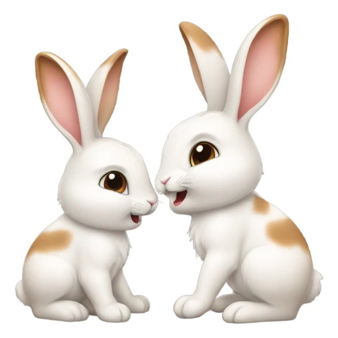 Cute pair of bunnies playing together, make one brown and one white sticker