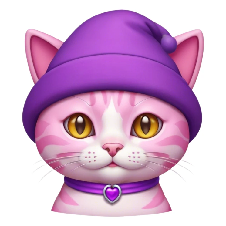 Gato rosado con un sombrero morado sticker