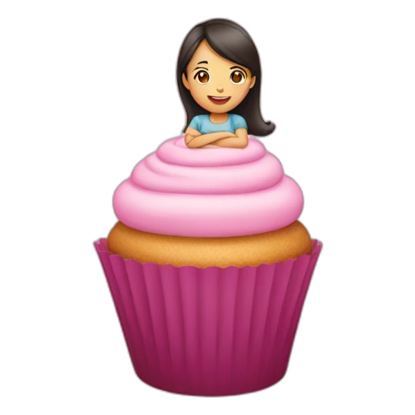 Asian female in a cupcake sticker