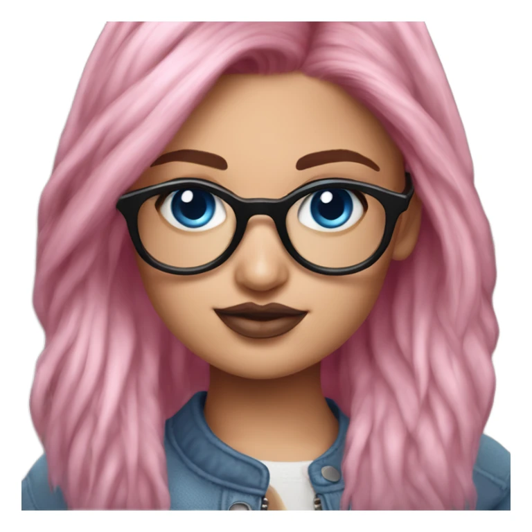 Hyper Realistic kylie jenner cute pink hair blue eyes and glasses  sticker