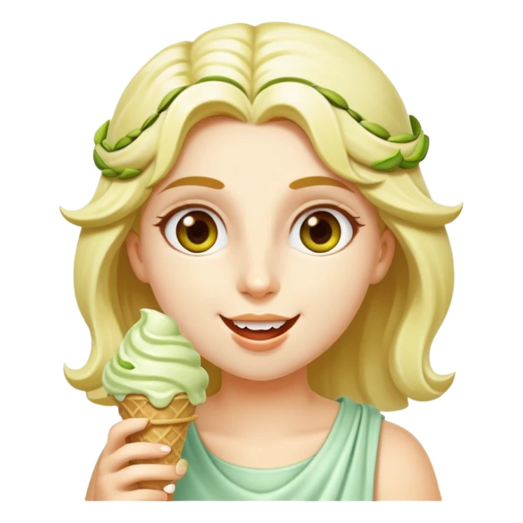 happy Athena eating pistachio ice cream sticker