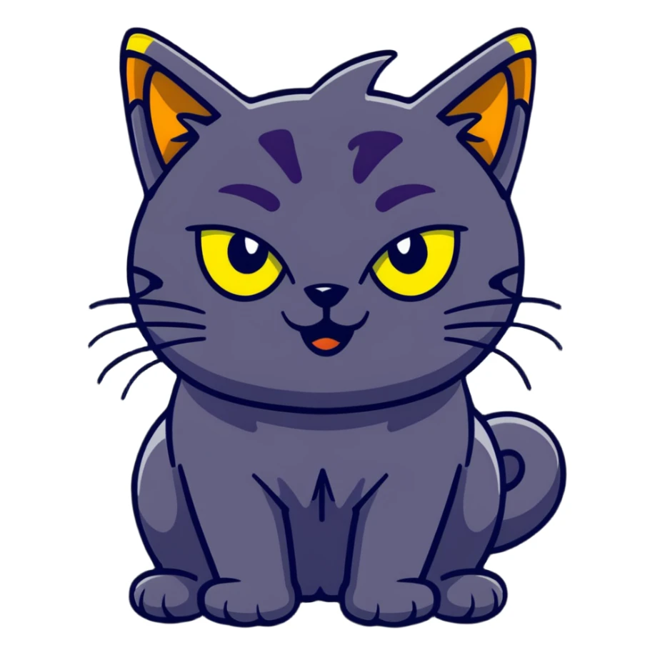 halloween cat with glowing yellow eyes and raised fur sticker