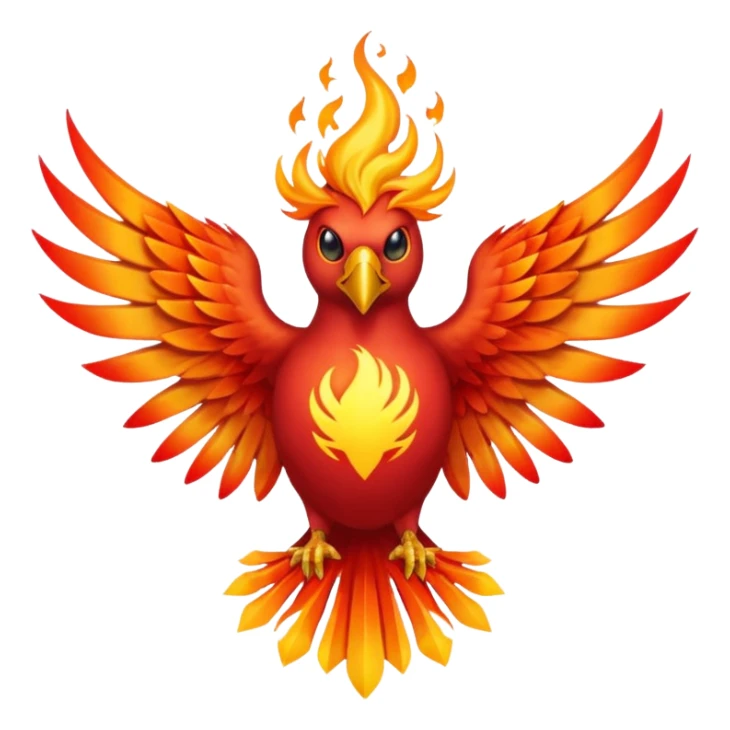 Phoenix force from marvel in a shape of flame bird face to screen with spread wings sticker