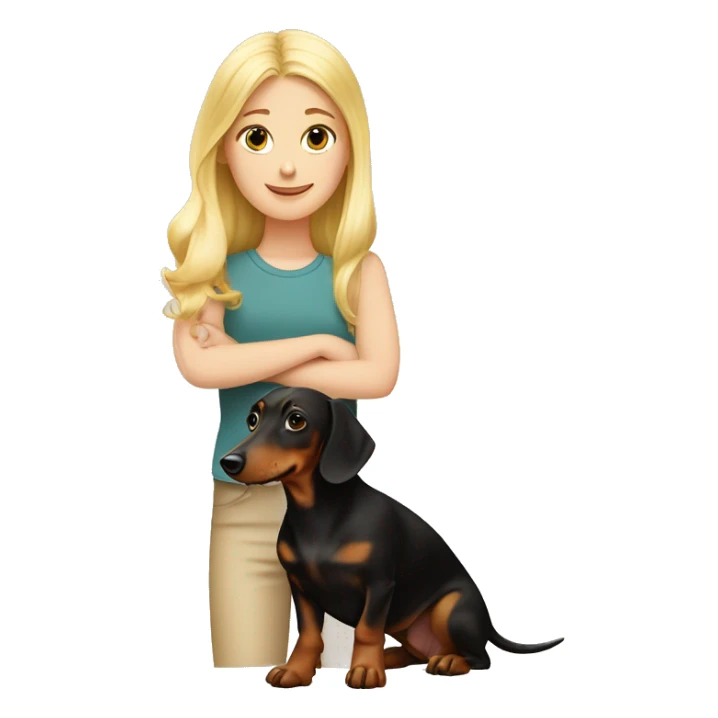 blonde girl with a black and brown dachshund ￼ sticker